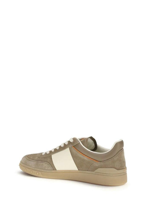 Valentino Garavani Beige Calf Leather Bos Taurus Low Top Sneakers by Valentino Garavani
