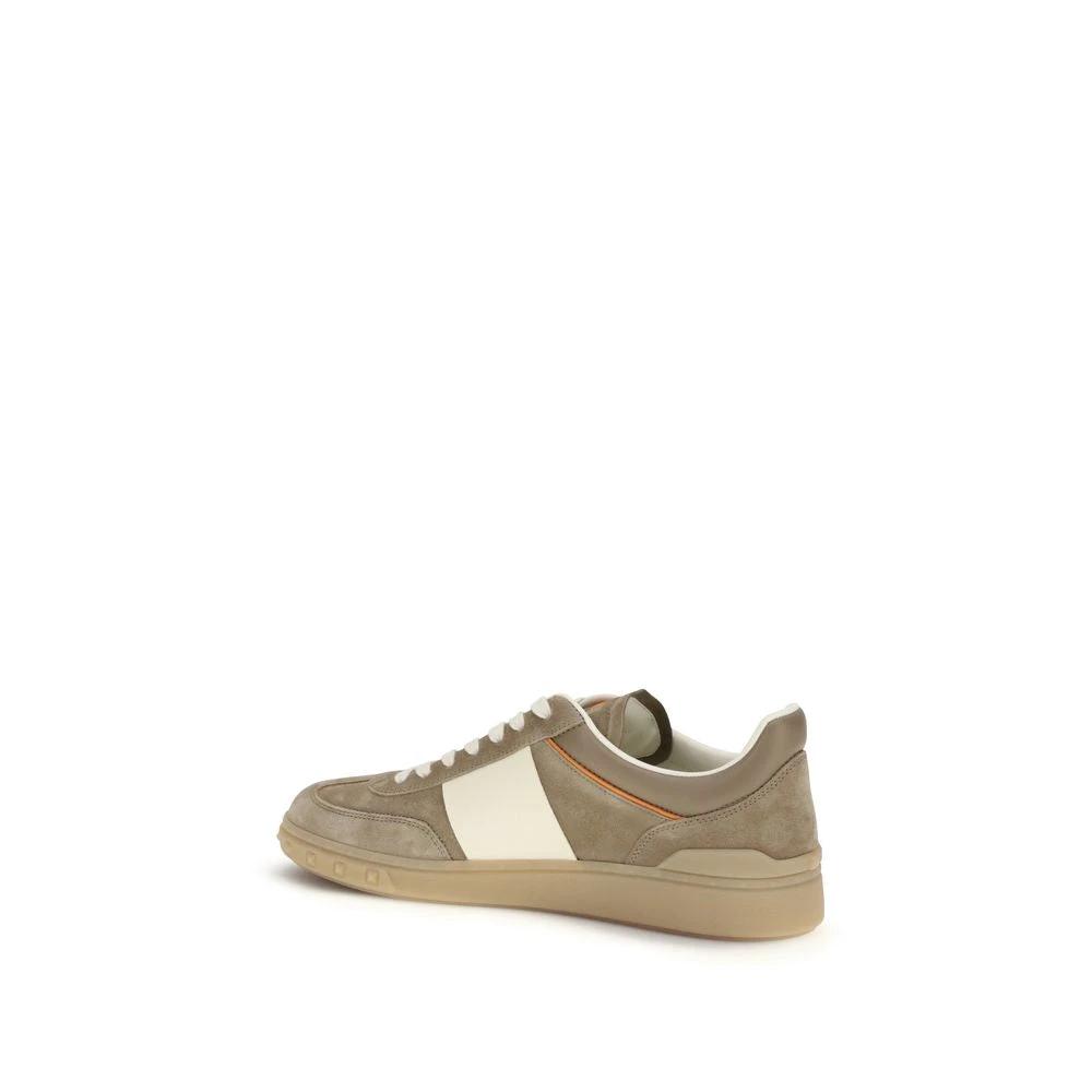 Valentino Garavani Beige Calf Leather Bos Taurus Low Top Sneakers by Valentino Garavani