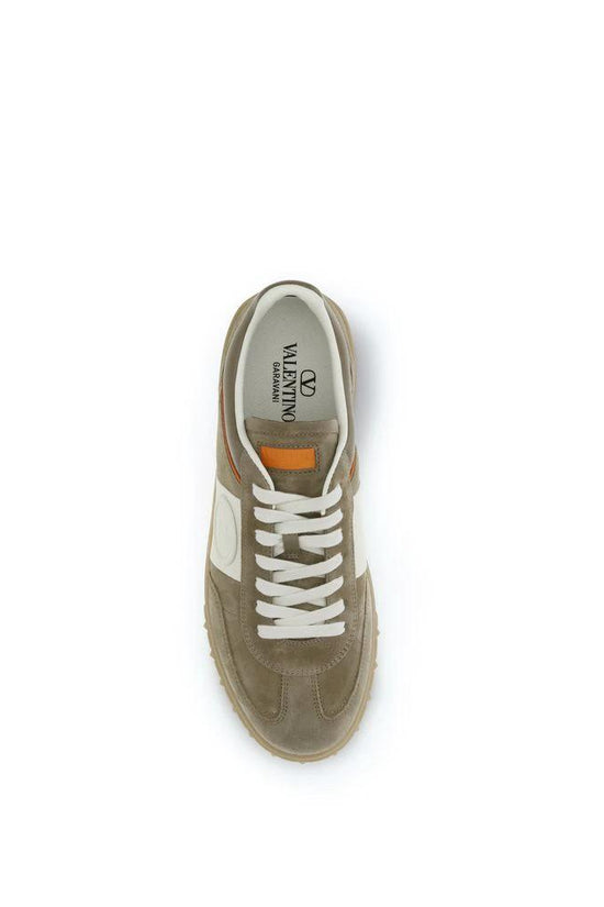 Valentino Garavani Beige Calf Leather Bos Taurus Low Top Sneakers by Valentino Garavani