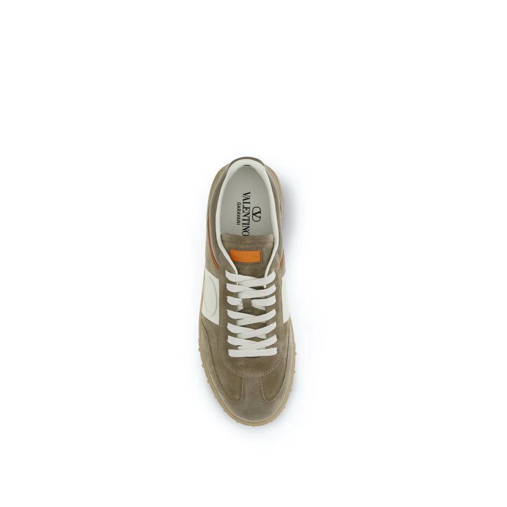Valentino Garavani Beige Calf Leather Bos Taurus Low Top Sneakers by Valentino Garavani