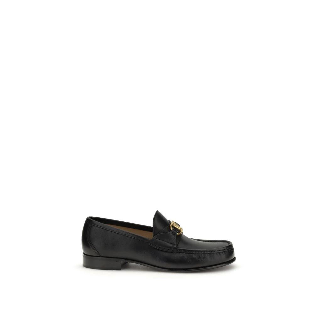Valentino Garavani Schwarze Bos Taurus Kalbsleder Loafer zum Schlüpfen by Valentino Garavani