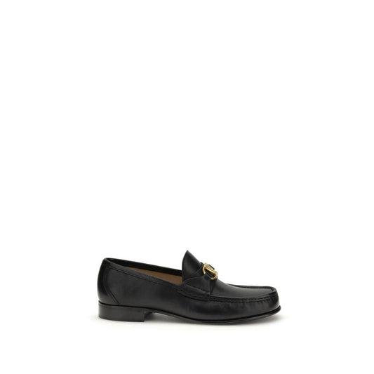Valentino Garavani Schwarze Bos Taurus Kalbsleder Loafer zum Schlüpfen by Valentino Garavani