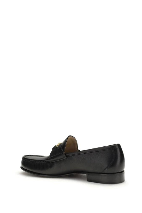 Valentino Garavani Schwarze Bos Taurus Kalbsleder Loafer zum Schlüpfen by Valentino Garavani