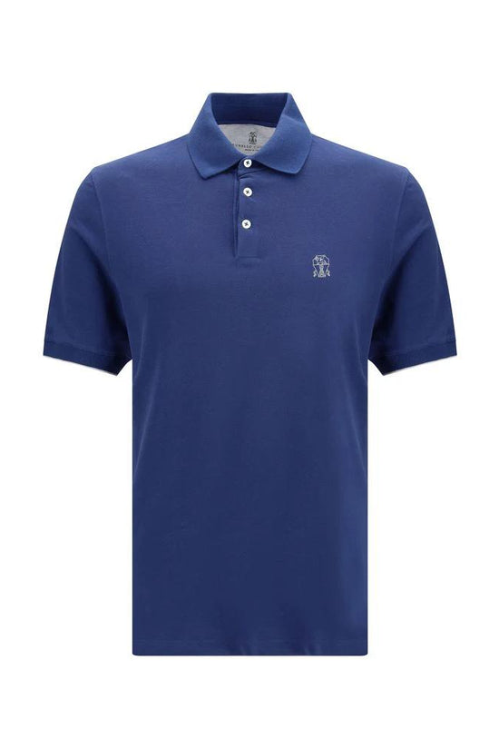 Brunello Cucinelli Cucinelli Blaues Baumwoll-Polohemd by Brunello Cucinelli Cucinelli