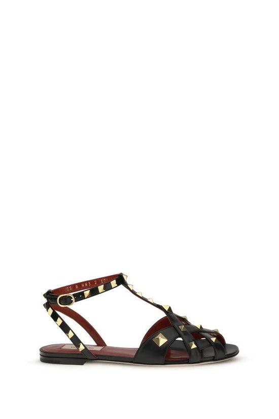 Valentino Garavani Schwarze Sandalen aus Ziegenleder by Valentino Garavani
