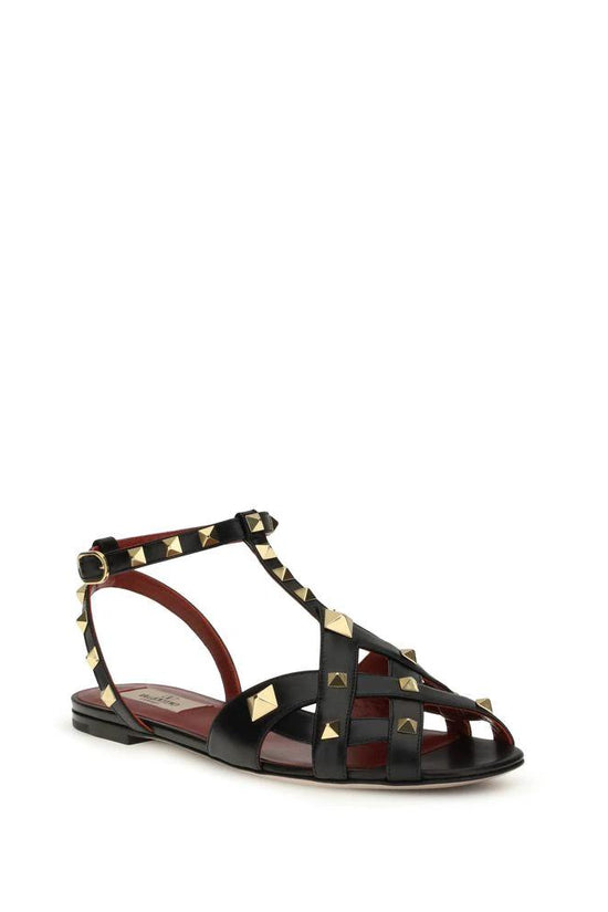 Valentino Garavani Schwarze Sandalen aus Ziegenleder by Valentino Garavani