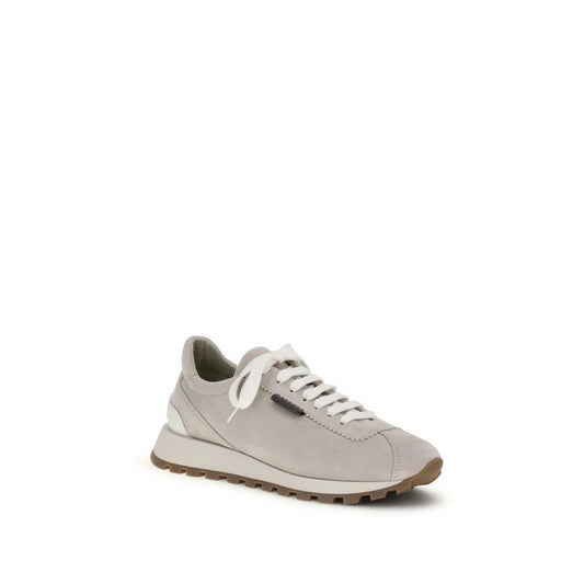Brunello Cucinelli Graue Kalbsleder Bos Taurus Chunky Sneaker by Brunello Cucinelli