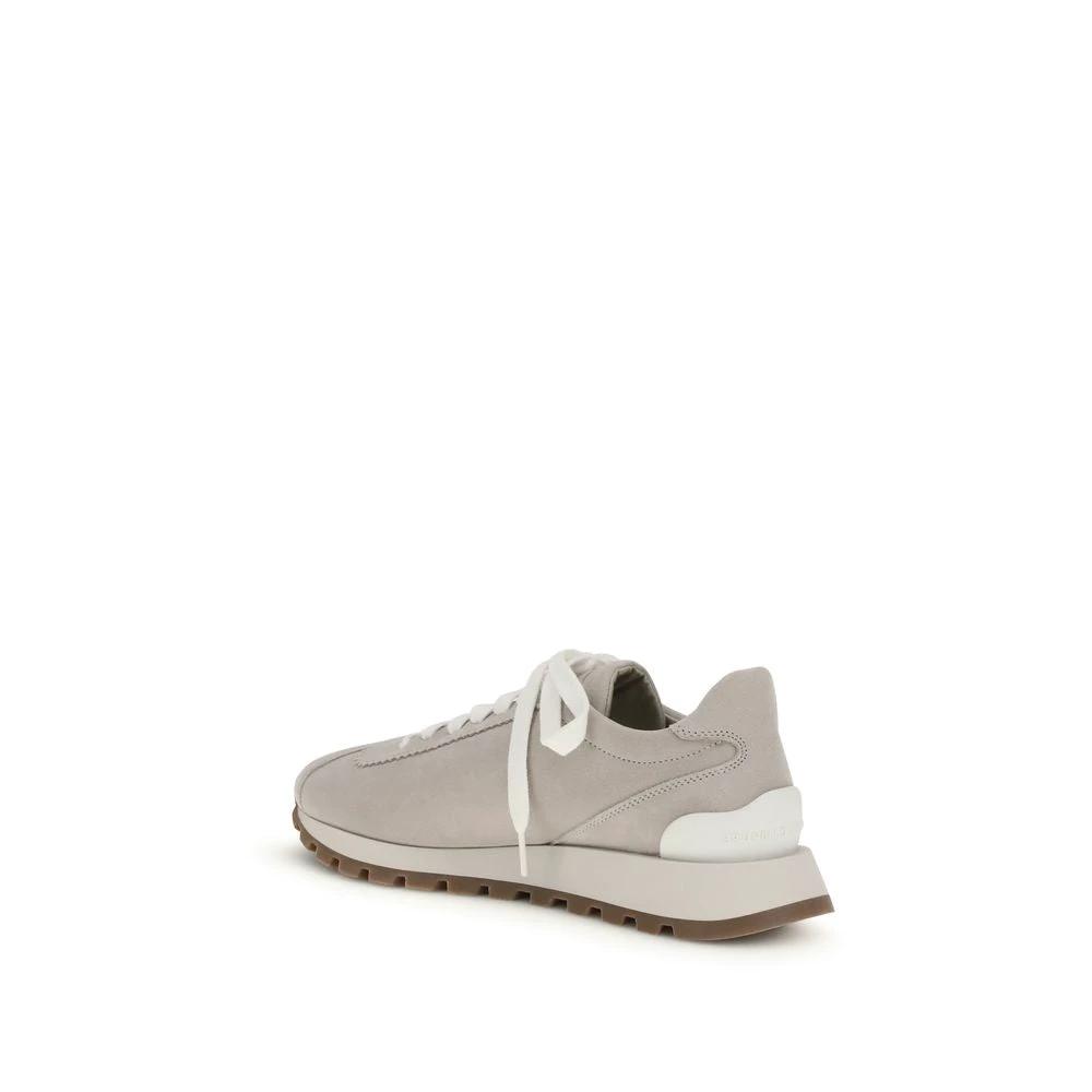 Brunello Cucinelli Graue Kalbsleder Bos Taurus Chunky Sneaker by Brunello Cucinelli