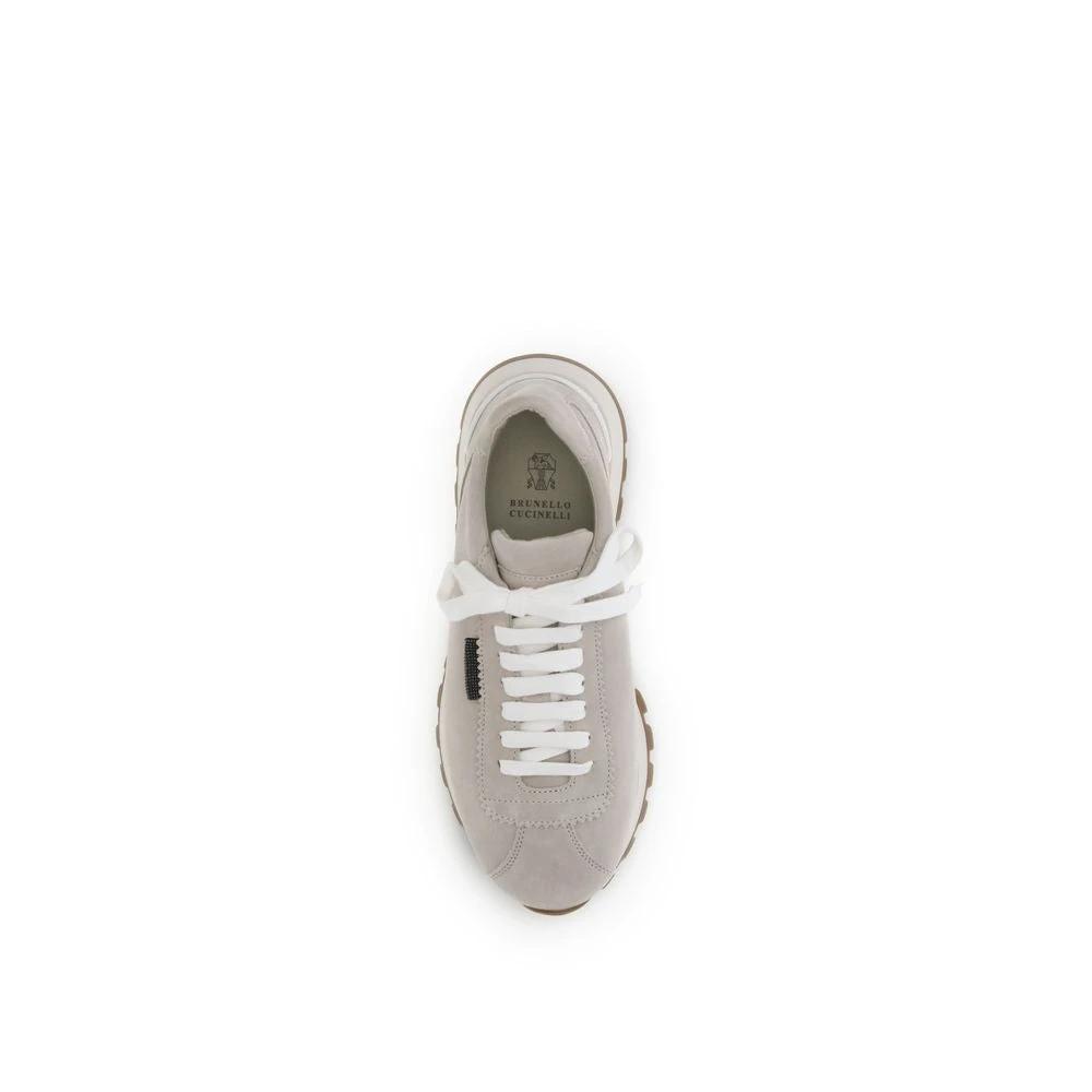 Brunello Cucinelli Graue Kalbsleder Bos Taurus Chunky Sneaker by Brunello Cucinelli