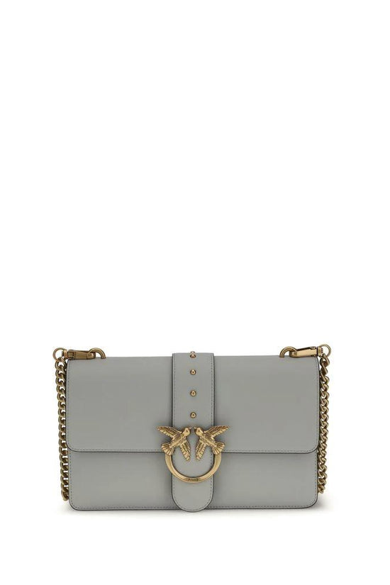 PINKO Graue Kalbsleder Bos Taurus Schultertasche by PINKO