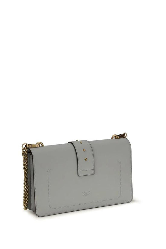 PINKO Graue Kalbsleder Bos Taurus Schultertasche by PINKO
