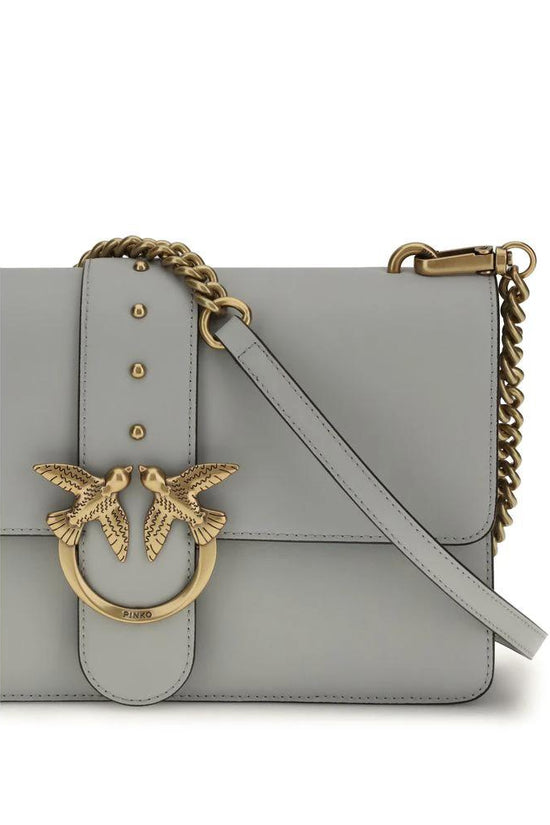 PINKO Graue Kalbsleder Bos Taurus Schultertasche by PINKO
