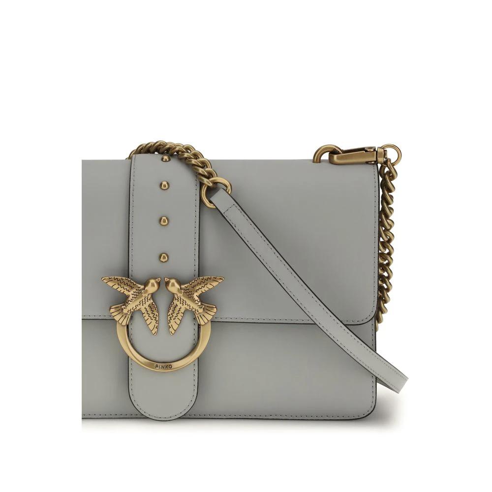 PINKO Graue Kalbsleder Bos Taurus Schultertasche by PINKO