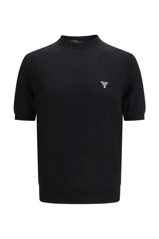 Prada Schwarzes T-Shirt aus Fleece-Wolle by Prada