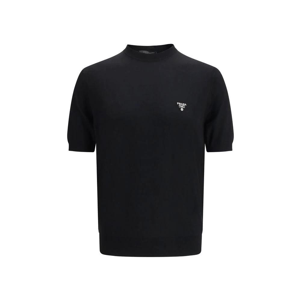 Prada Schwarzes T-Shirt aus Fleece-Wolle by Prada
