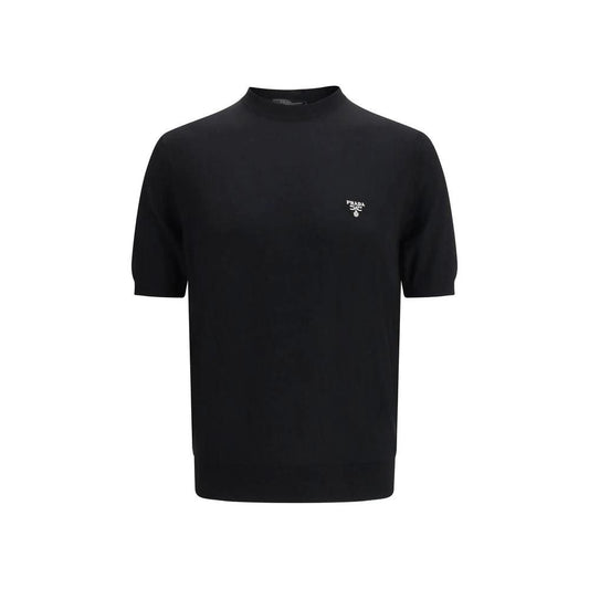 Prada Schwarzes T-Shirt aus Fleece-Wolle by Prada
