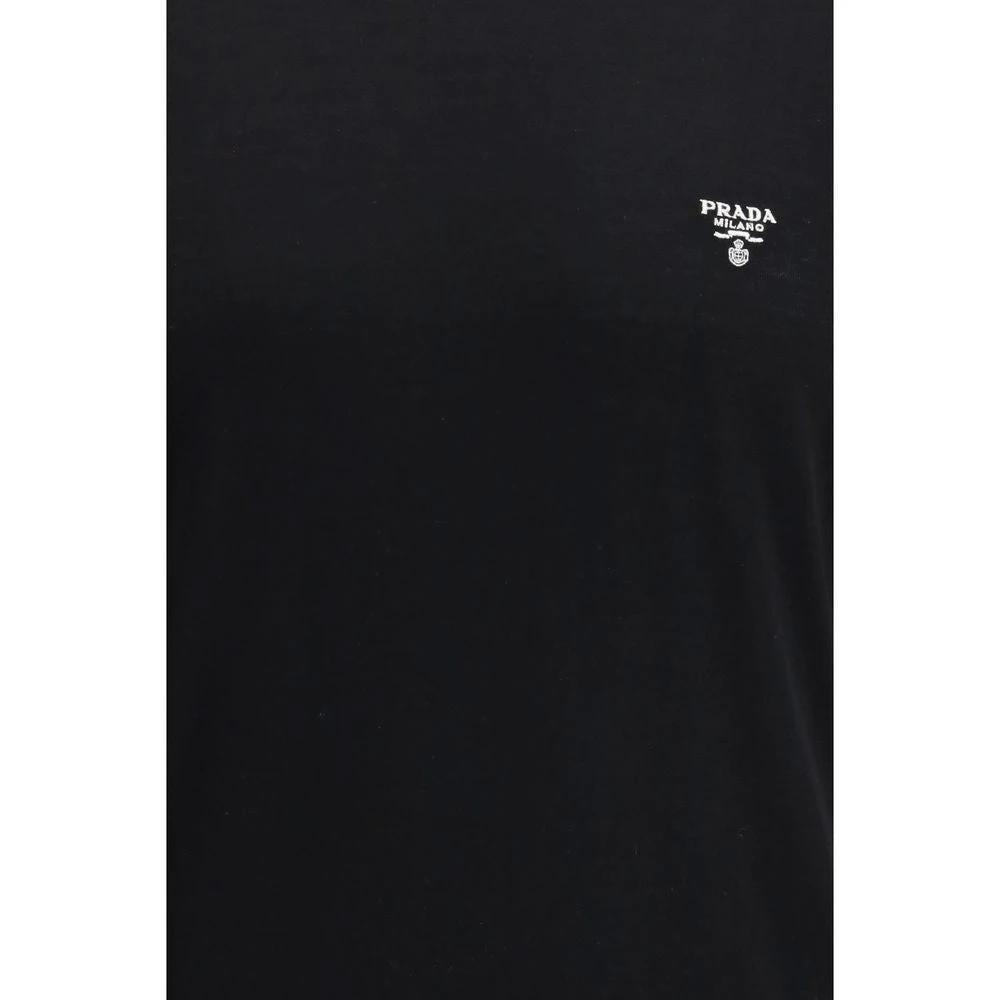 Prada Schwarzes T-Shirt aus Fleece-Wolle by Prada