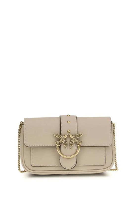 PINKO Beige Calf Leather Bos Taurus Schultertasche by PINKO