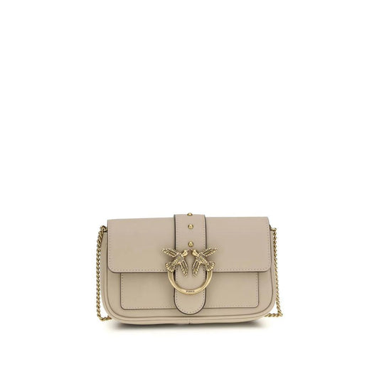 PINKO Beige Calf Leather Bos Taurus Schultertasche by PINKO