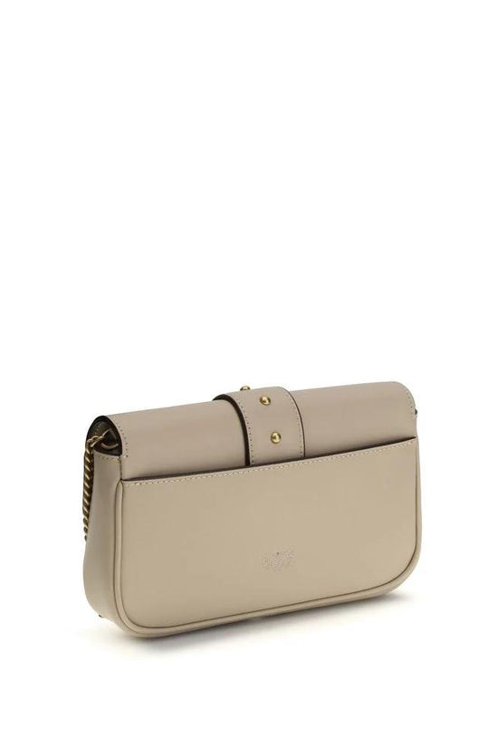 PINKO Beige Calf Leather Bos Taurus Schultertasche by PINKO