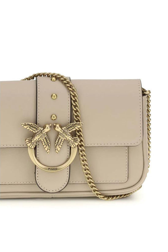 PINKO Beige Calf Leather Bos Taurus Schultertasche by PINKO
