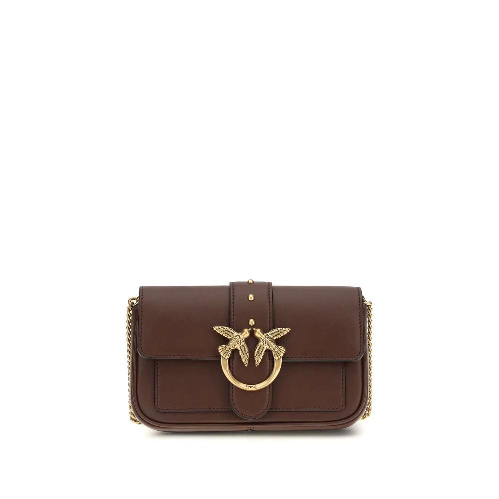PINKO Braune Kalbsleder Bos Taurus Schultertasche by PINKO