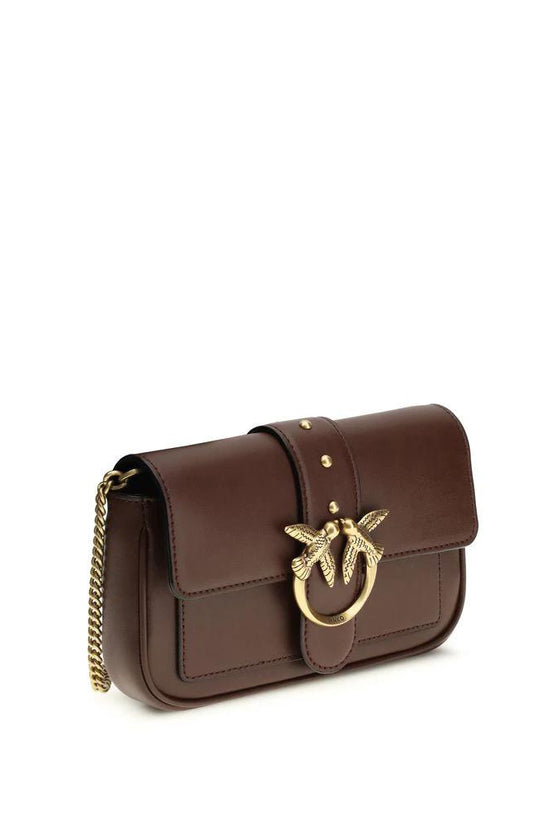 PINKO Braune Kalbsleder Bos Taurus Schultertasche by PINKO