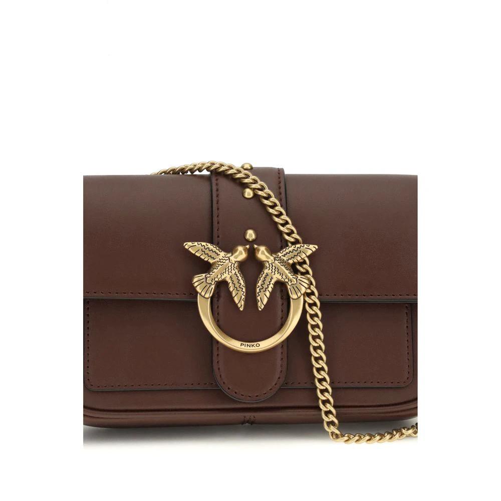 PINKO Braune Kalbsleder Bos Taurus Schultertasche by PINKO
