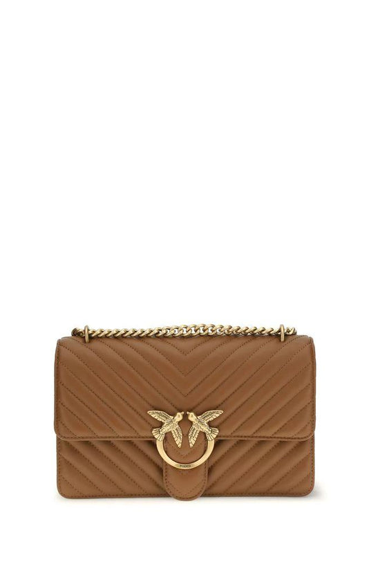 PINKO Braune Kalbsleder Bos Taurus Schultertasche by PINKO