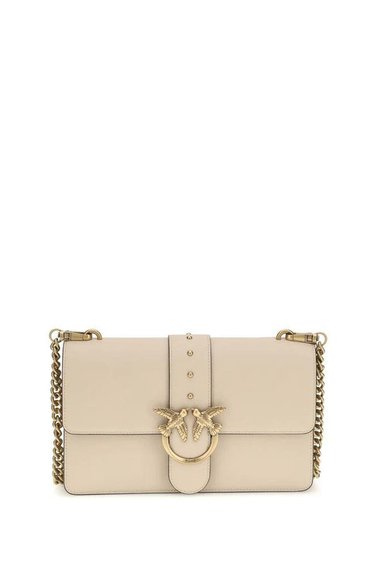 PINKO Beige Calf Leather Bos Taurus Schultertasche by PINKO