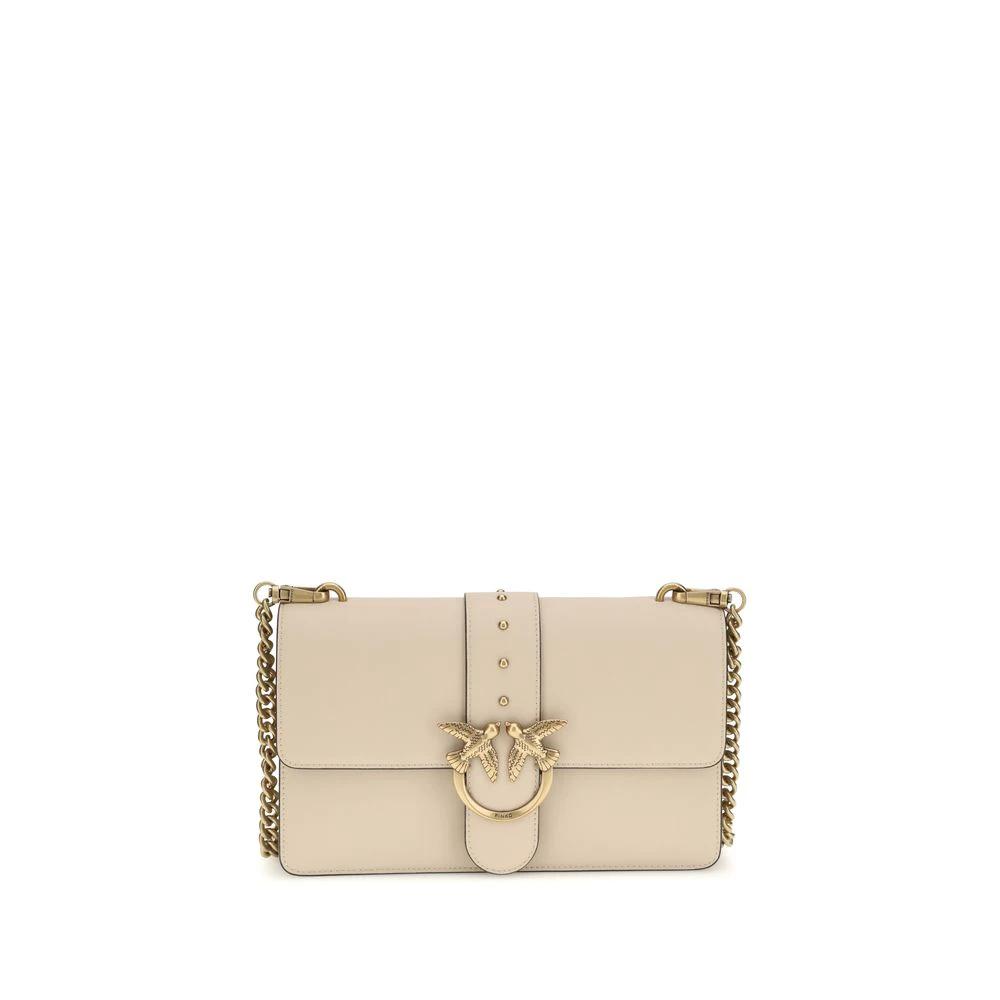 PINKO Beige Calf Leather Bos Taurus Schultertasche by PINKO
