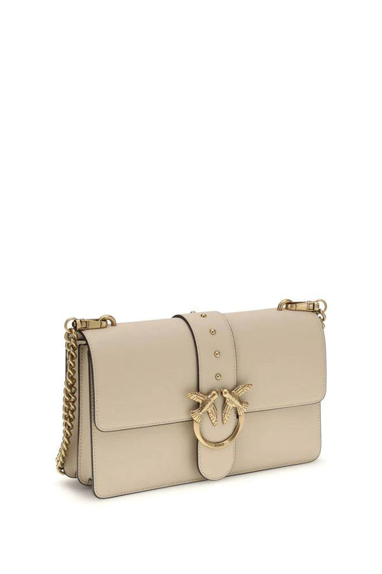 PINKO Beige Calf Leather Bos Taurus Schultertasche by PINKO