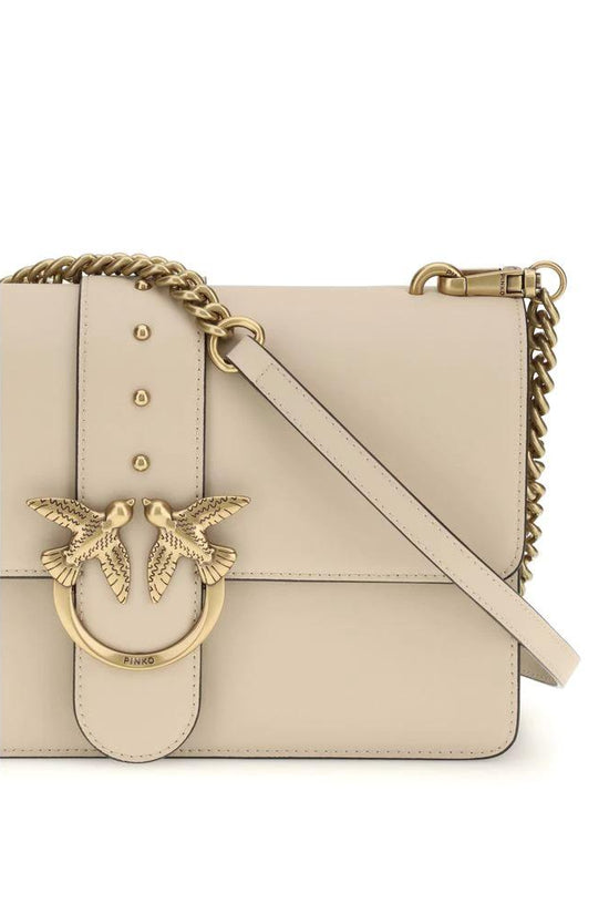 PINKO Beige Calf Leather Bos Taurus Schultertasche by PINKO