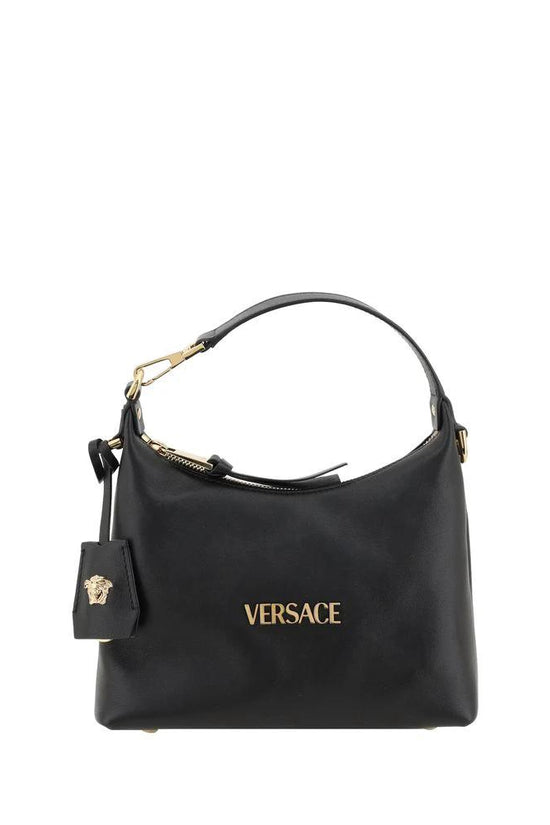 Versace Schwarze Kalbsleder Bos Taurus Handtasche by Versace