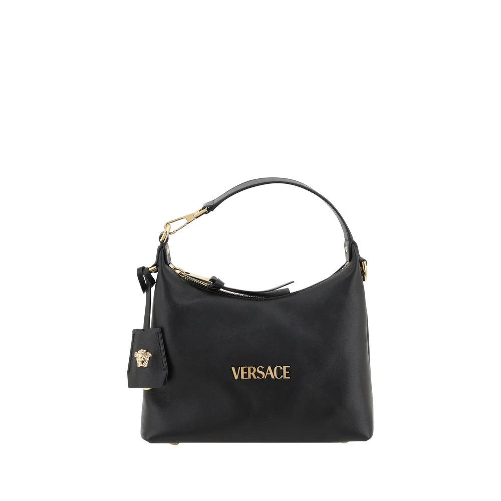 Versace Schwarze Kalbsleder Bos Taurus Handtasche by Versace
