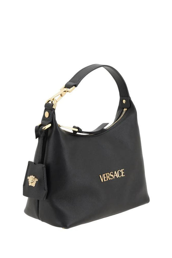 Versace Schwarze Kalbsleder Bos Taurus Handtasche by Versace
