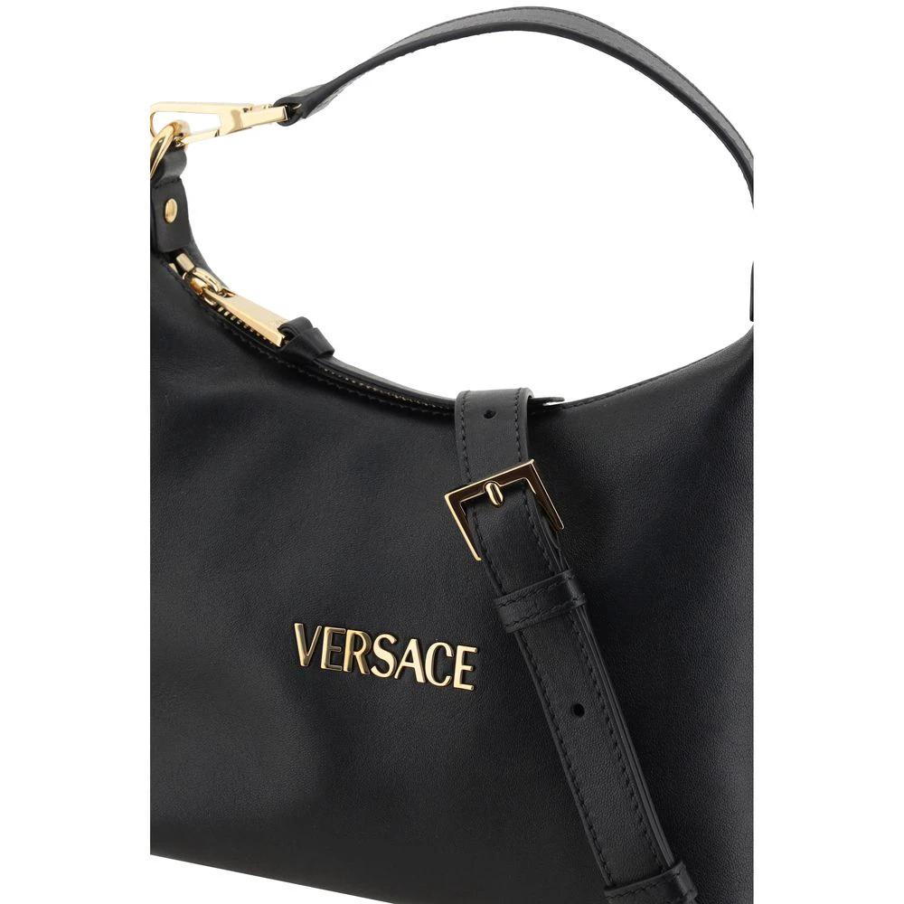 Versace Schwarze Kalbsleder Bos Taurus Handtasche by Versace