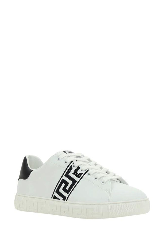 Versace Weiße Kalbsleder Bos Taurus Low-Top-Sneaker by Versace