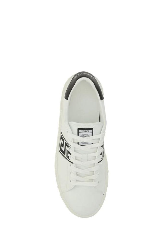 Versace Weiße Kalbsleder Bos Taurus Low-Top-Sneaker by Versace