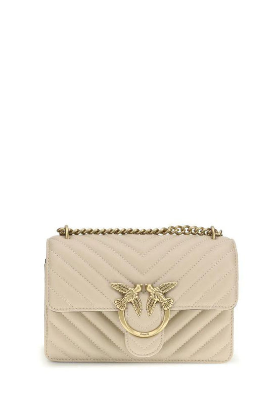 PINKO Beige Calf Leather Bos Taurus Schultertasche by PINKO