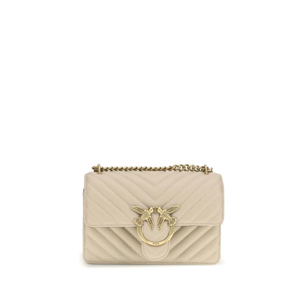 PINKO Beige Calf Leather Bos Taurus Schultertasche by PINKO