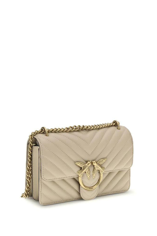 PINKO Beige Calf Leather Bos Taurus Schultertasche by PINKO
