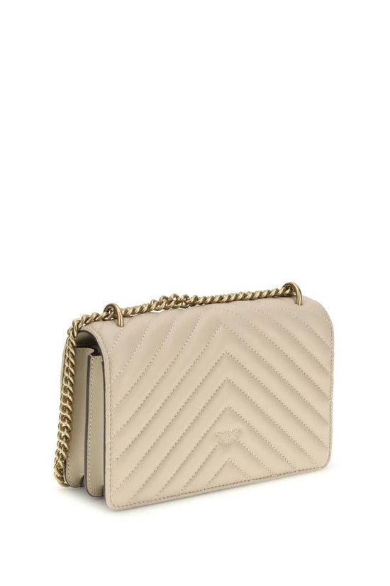 PINKO Beige Calf Leather Bos Taurus Schultertasche by PINKO