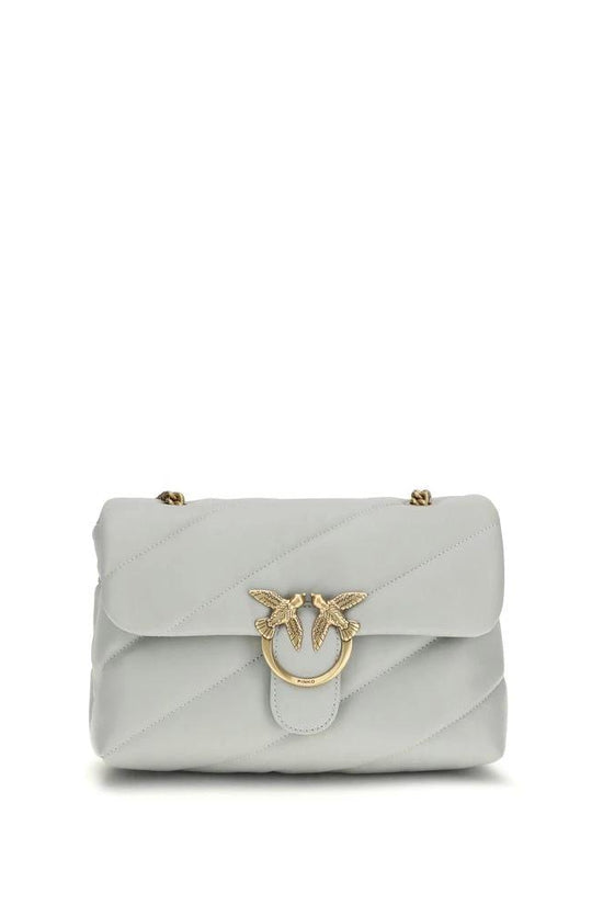 PINKO Graue Bos Taurus Kalbsleder Schultertasche by PINKO