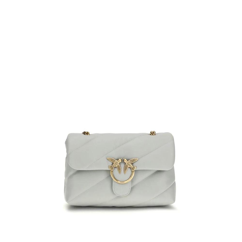 PINKO Graue Bos Taurus Kalbsleder Schultertasche by PINKO