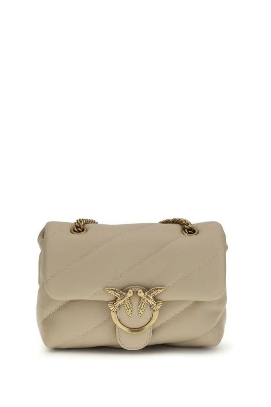 PINKO Beige Calf Leather Bos Taurus Schultertasche by PINKO