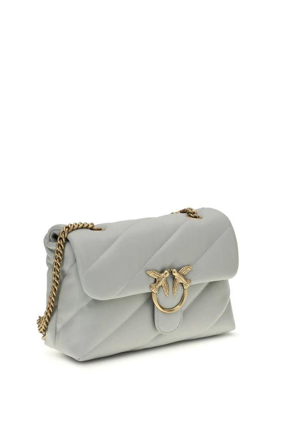 PINKO Graue Bos Taurus Kalbsleder Schultertasche by PINKO