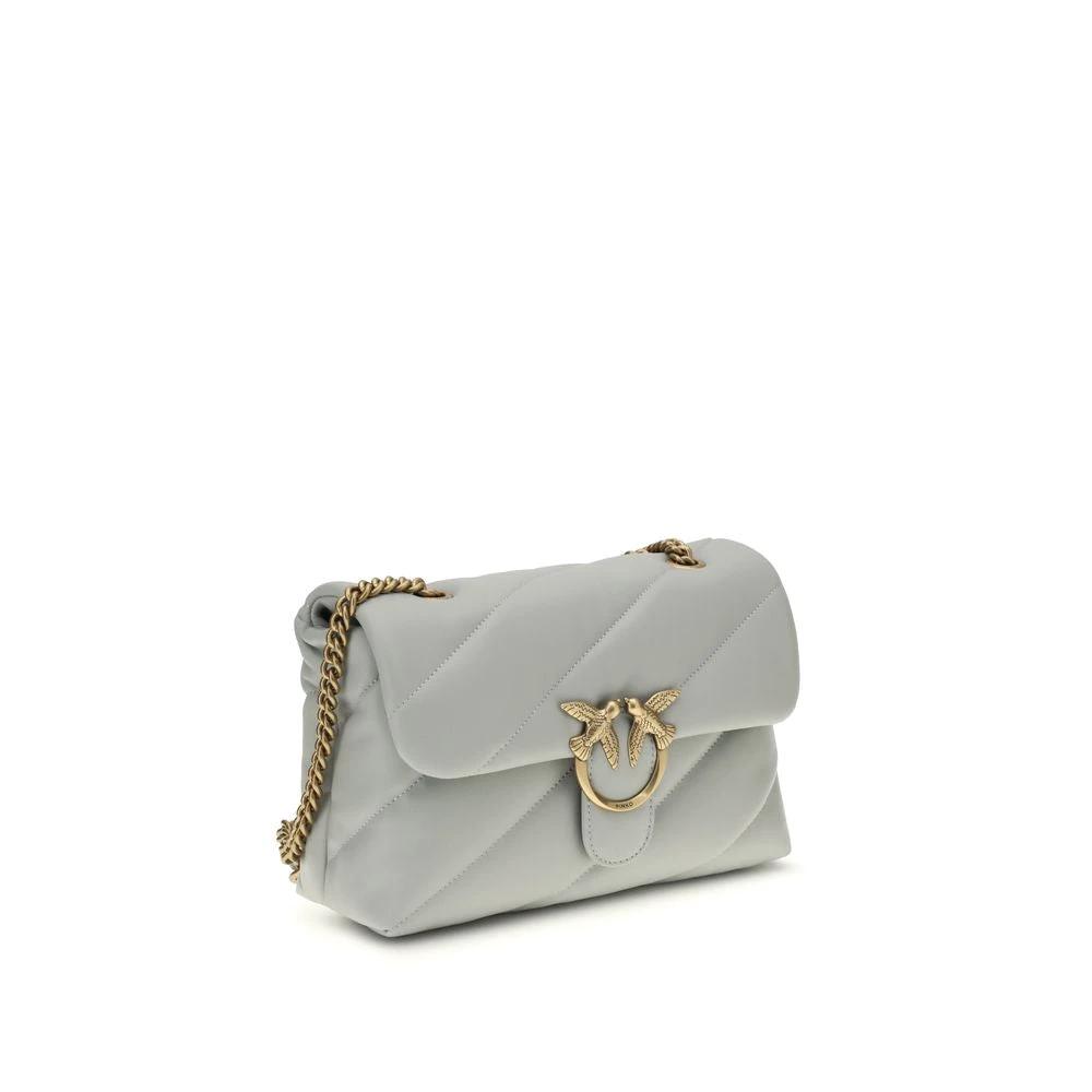 PINKO Graue Bos Taurus Kalbsleder Schultertasche by PINKO