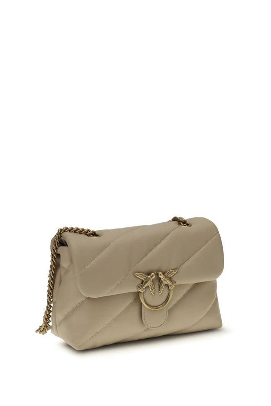PINKO Schultertasche aus beigem Kalbsleder Bos Taurus by PINKO