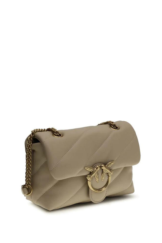PINKO Beige Calf Leather Bos Taurus Schultertasche by PINKO